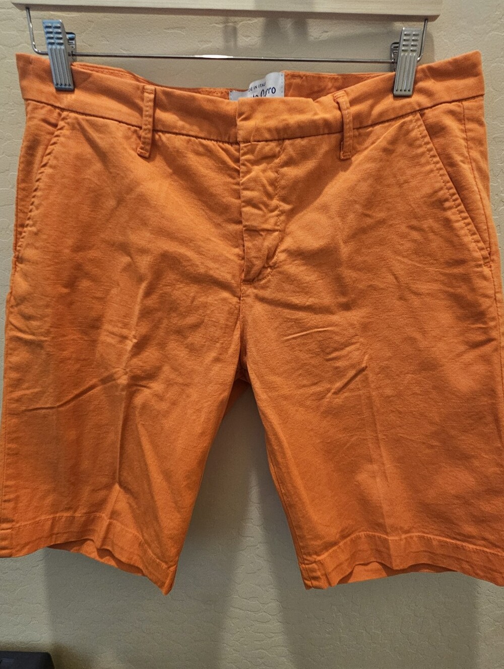 Umberto Carro Positano Men's Orange Casual Chino Shorts Sz 36 Made In Italy